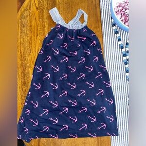 VGUC Crewcuts Navy and Pink Anchor Dress XS 4 5 Chambray